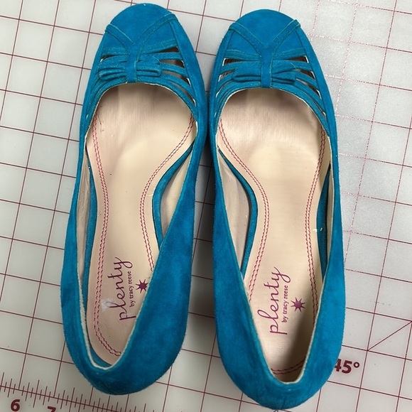 PLENTY BY TRACY REESE Anthro Jocasta Turquoise/Azure Suede Party/Office Pump 8 - Picture 11 of 12
